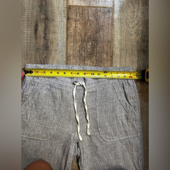 Athleta Pants Wide Leg Linen Bali Trouser Drawstring Stripe 100% Linen - Picture 8 of 10